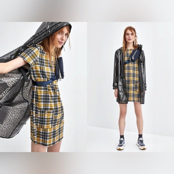 Zara Trafaluc Yellow & Black Plaid Mini Dress 💕 - Picture 5 of 8